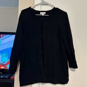 LOFT Women’s Modern Black Knit Crew Neck Cardigan LARGE